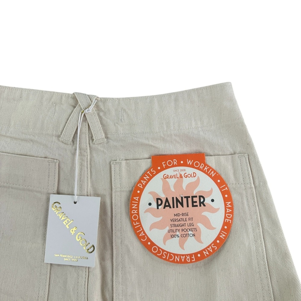 Gravel & Gold Painter Pants Size 27 Mid Rise Utility Straight‎ Leg Beige USA NWT